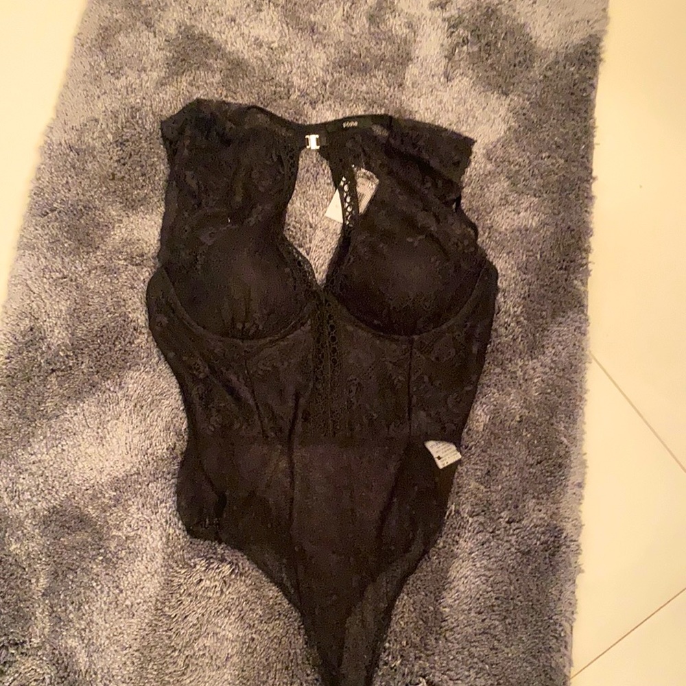 Black lace lingerie bodysuit size small NWT